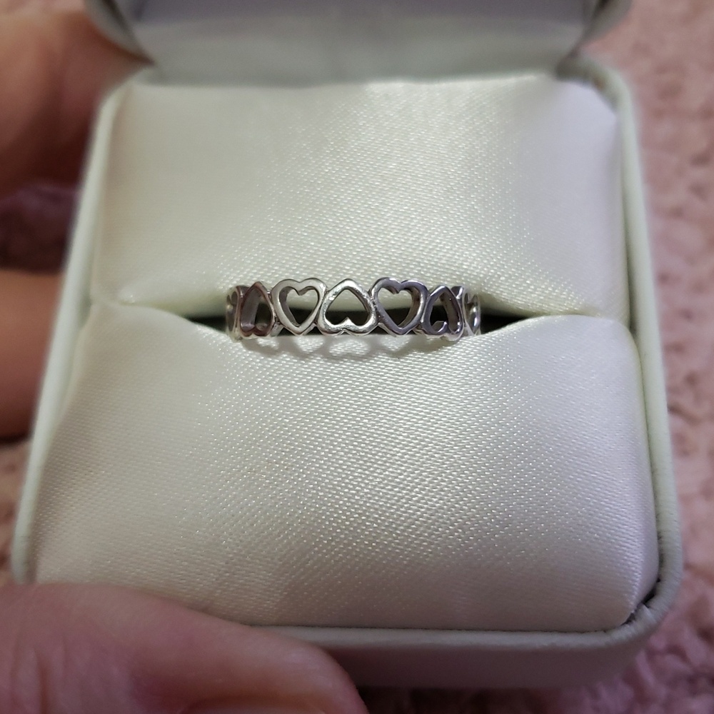 Sterling Silver Open Heart Band Ring - Silver Heart Ring